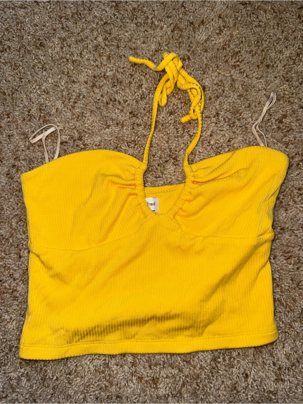 Wilfred Yellow Ribbed Halter Crop Top